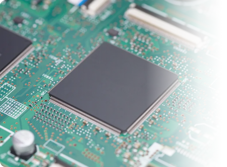 電子基板上に搭載された制御用半導体チップの拡大イメージ